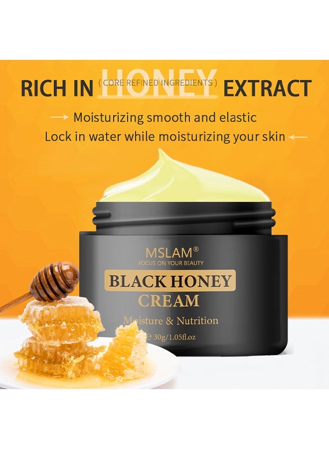 ام اس ال اي ام كريم العسل الأسود، مرطب وجه مضاد للشيخوخة للنساء والرجال، كريم وجه مرطب نهاري/ليلي للبشرة الجافة والحساسة، كريم وجه مغذٍ ومرطب بالعسل، 30 جرام - Image 4